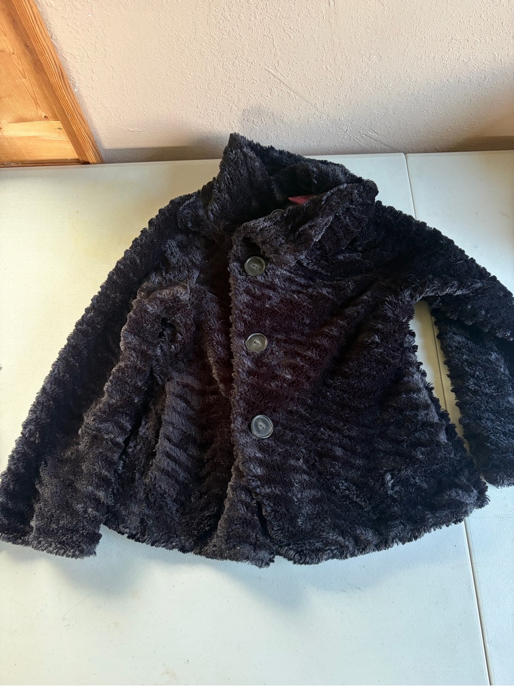 Patagonia Girls Pelage Faux Fur Jacket Coat Size S / 8 Black